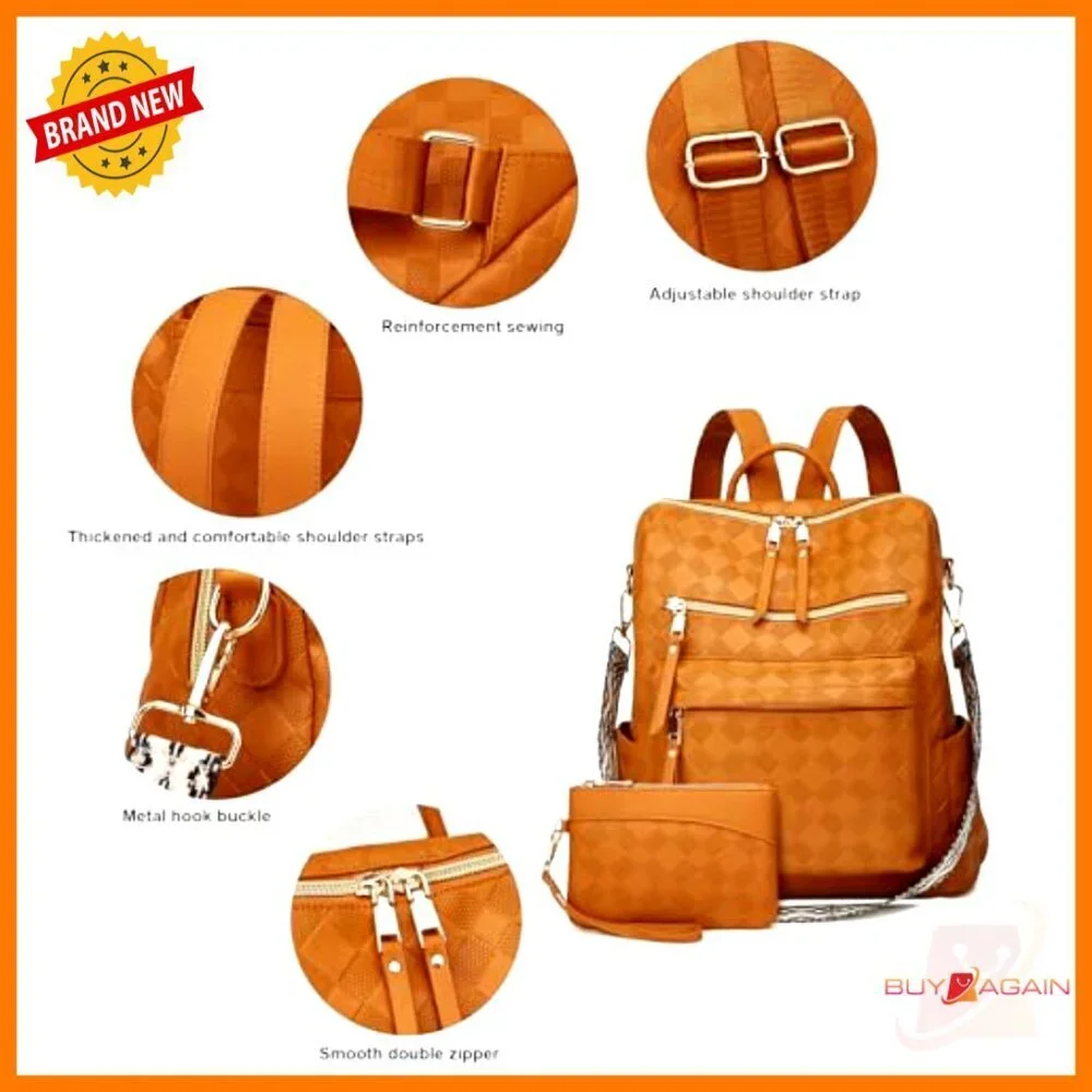PU Leather Convertible Backpack Purse with Wallet, Travel Satchel for Women